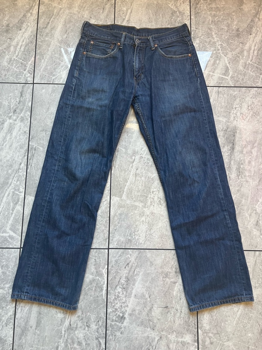 Levi’s 569 Men’s Blue Dark Wash Denim Loose Straight Fit Jeans Cowboy 32Wx34L